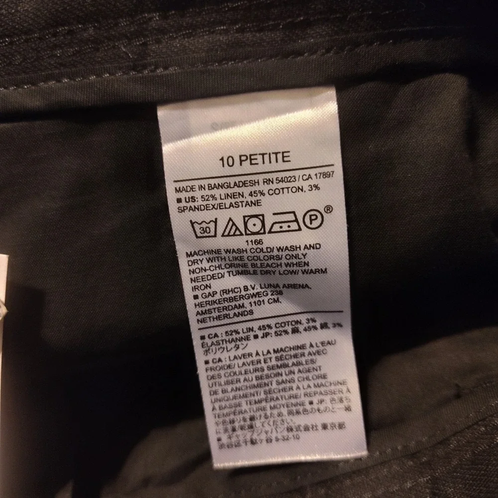 New Banana Republic Trouser Pants 10 Petite Linen Blend Wide Leg Pleated Black
